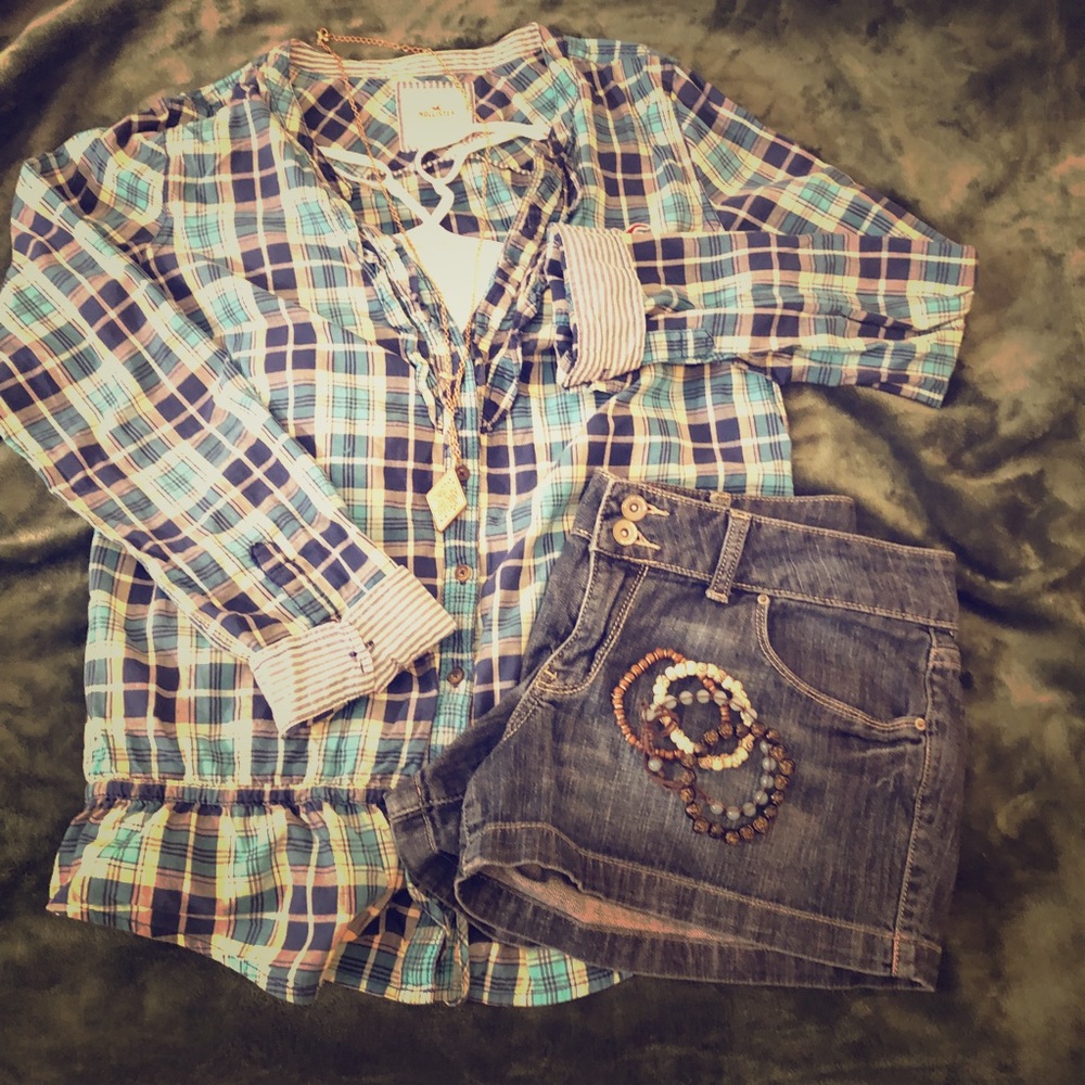 ✨HOST PICK✨ Blue & Yellow Plaid Ruffle Long Sleeve